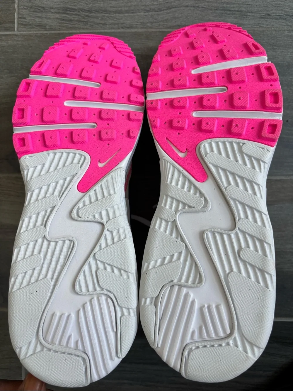Nike Women's White Sneakers with Neon Green, Pink & Blue Accents